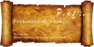 Petkovits Örzse névjegykártya